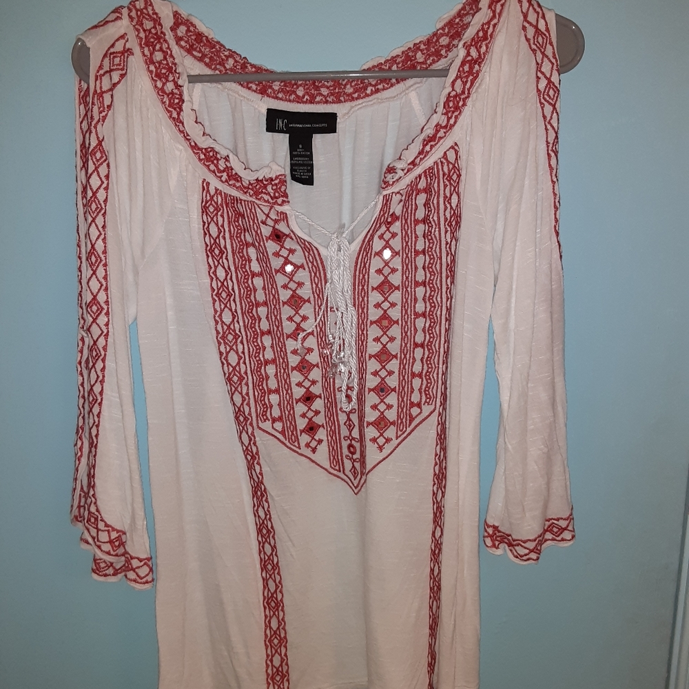 3/4 sleeve open slit arms shirt